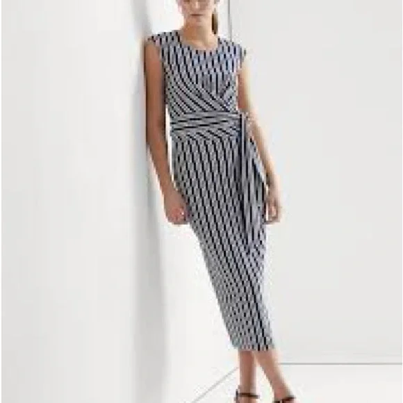 Striped Belted Jersey Dress - Picture 3 of 6